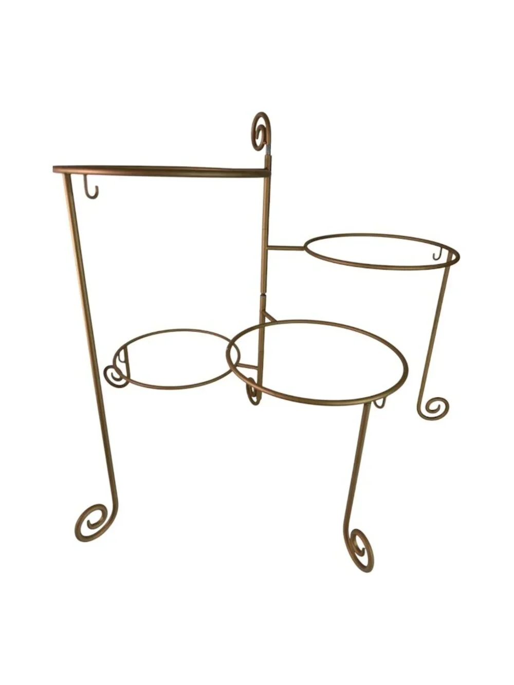 Vintage MCM Moveable Gold Metal 4 Stack Tier Plate Serving Stand Plant Holder - Picture 1 of 9